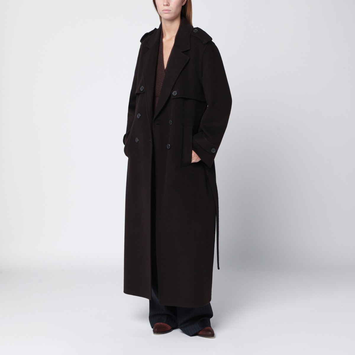 IVY OAK Brown long wool coat Ivy Oak 