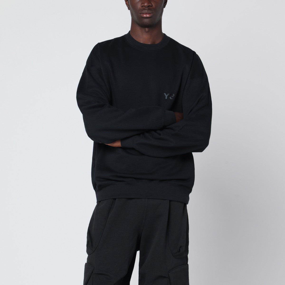 adidas Y-3 Black crewneck sweatshirt with logo adidas Y-3 