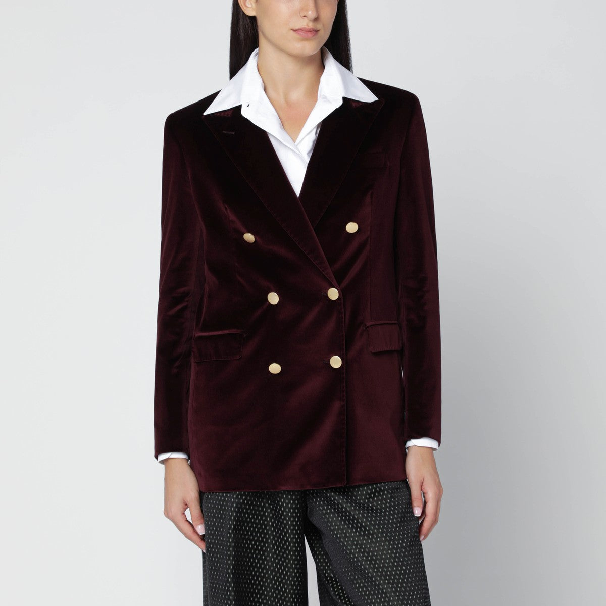 Tagliatore Bordeaux velvet double-breasted jacket Tagliatore 