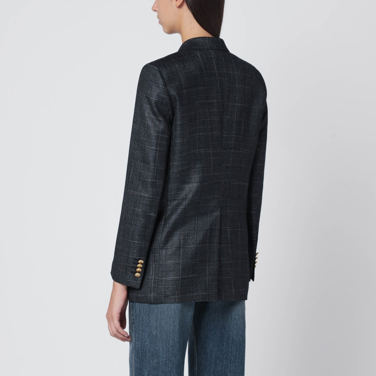 Tagliatore Black double-breasted checked wool blazer Tagliatore 
