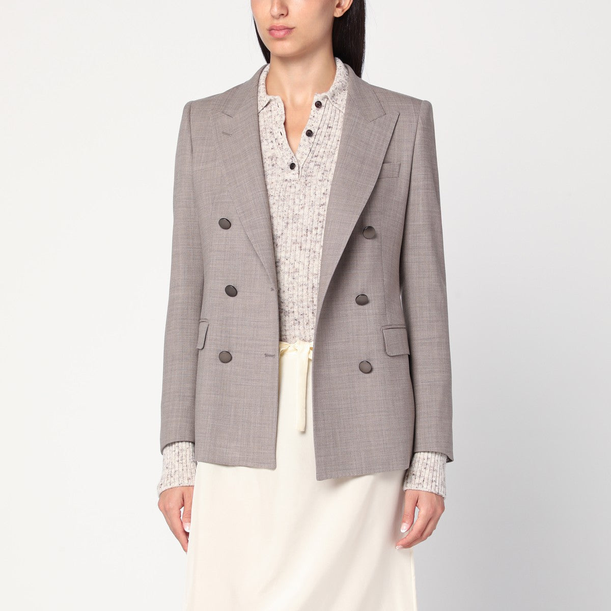 Tagliatore Beige double-breasted jacket in wool blend Tagliatore 
