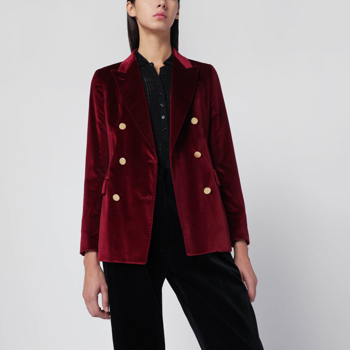 Tagliatore Burgundy velvet double-breasted jacket Tagliatore 