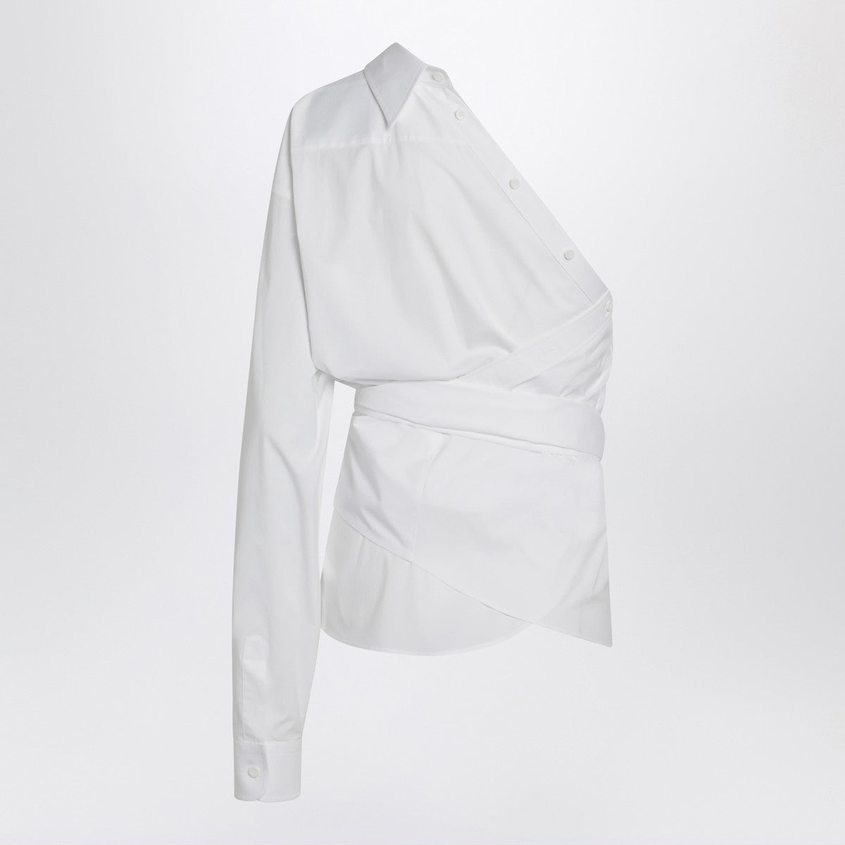 Moschino One-shoulder white shirt with sash Moschino 