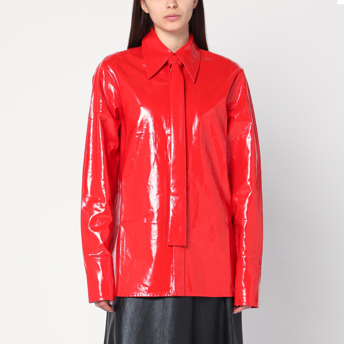Jil Sander Shiny linen shirt with red tie Jil Sander 