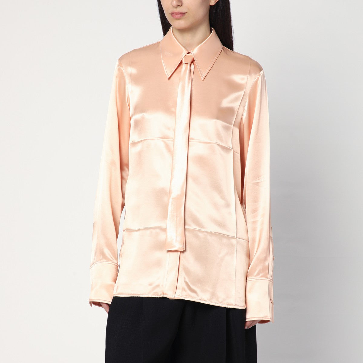 Jil Sander Shirt with pink tie in shiny viscose blend Jil Sander 