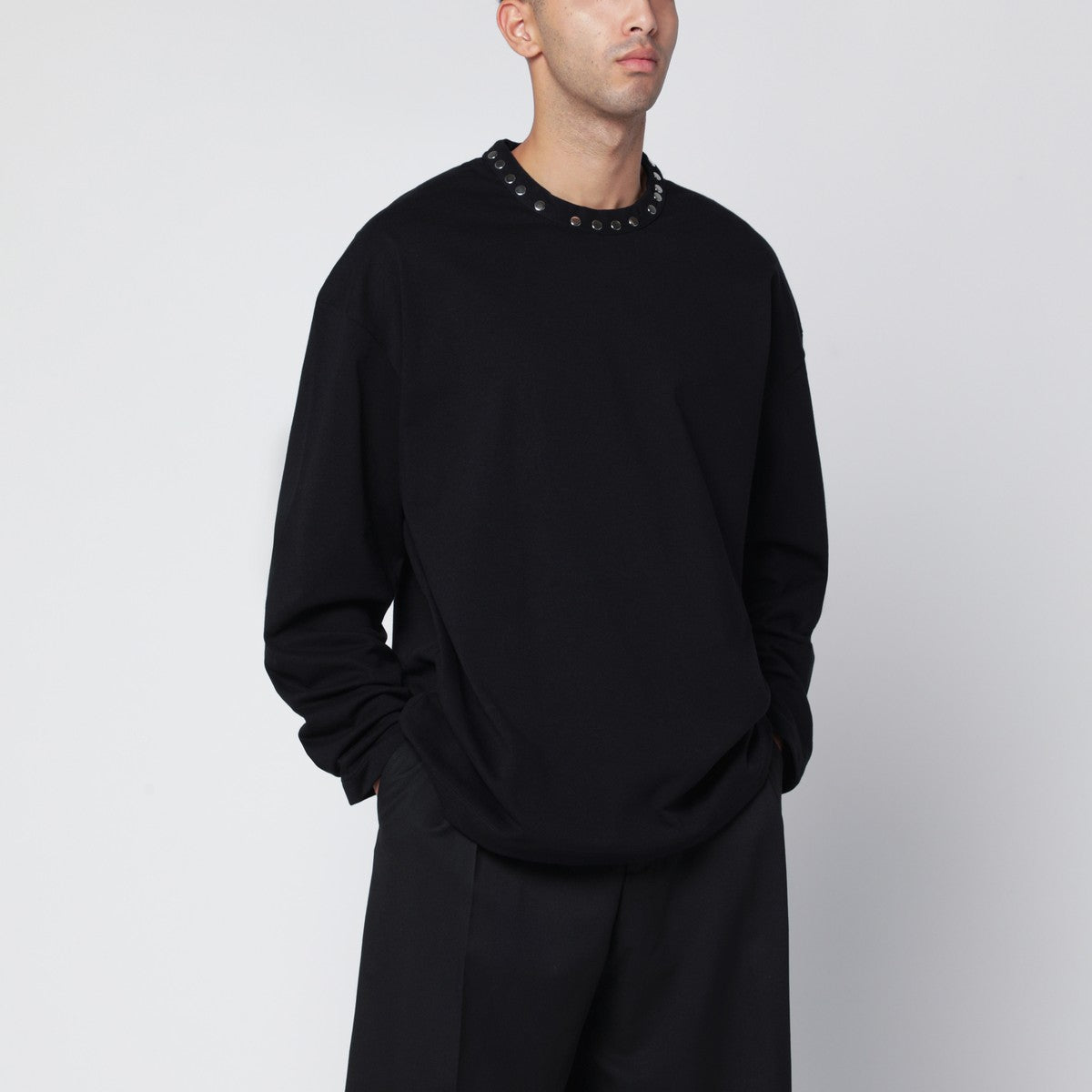 Jil Sander Black long-sleeve T-shirt with studs Jil Sander 