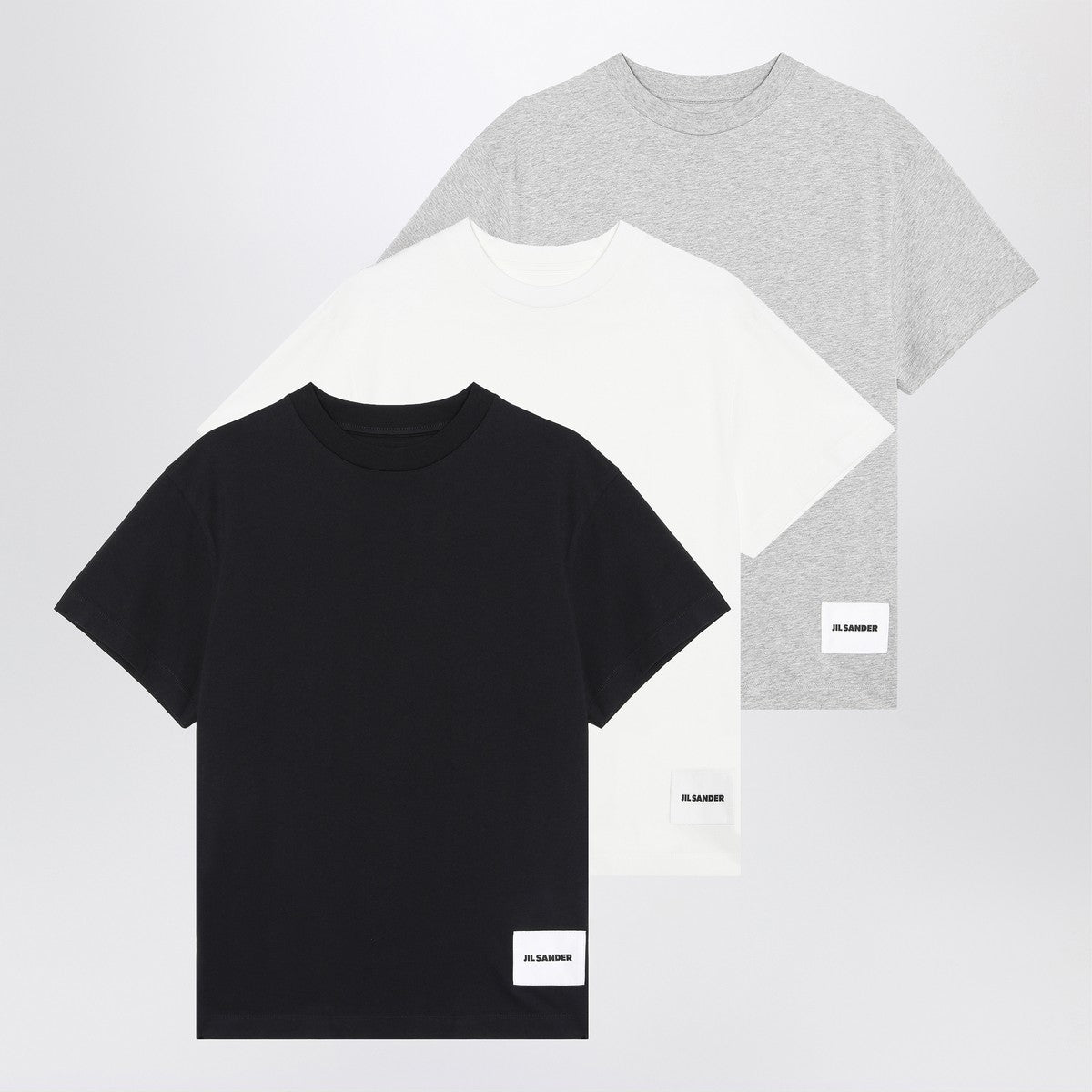 Jil Sander Set of three cotton T-shirts with logo patch Jil Sander 