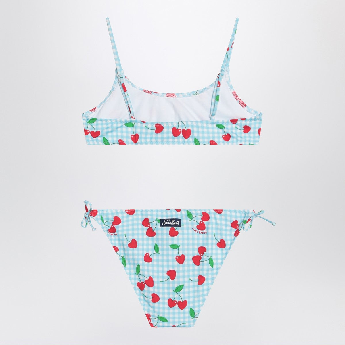 MC2 Saint Barth Bralette bikini with Vichy and cherries pattern MC2 Saint Barth 