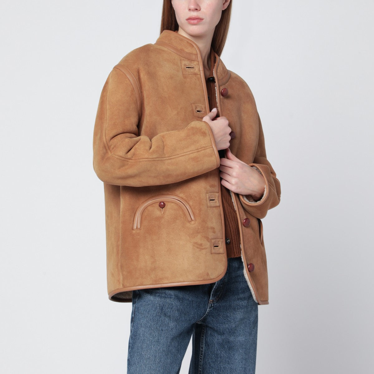 Blazé Milano Curly camel shearling jacket Blazé Milano 