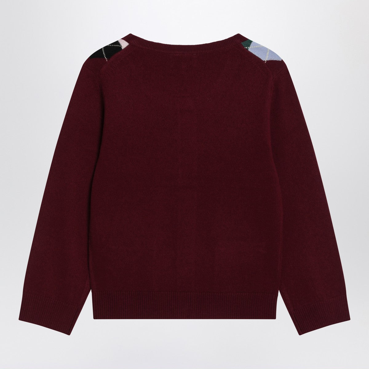 GANNI Burgundy checked cardigan in cashmere blend Ganni 