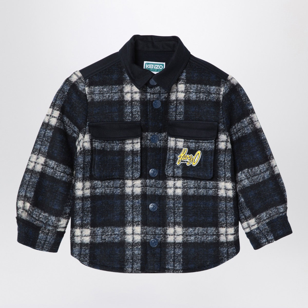 KENZO Navy blue chequered shirt in wool blend Kenzo 