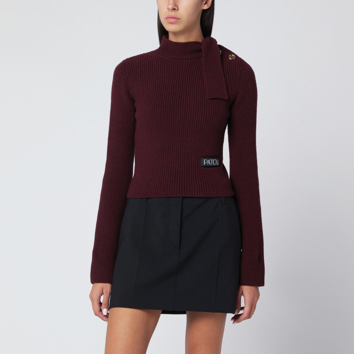 Patou Burgundy sweater with scarf collar Patou 