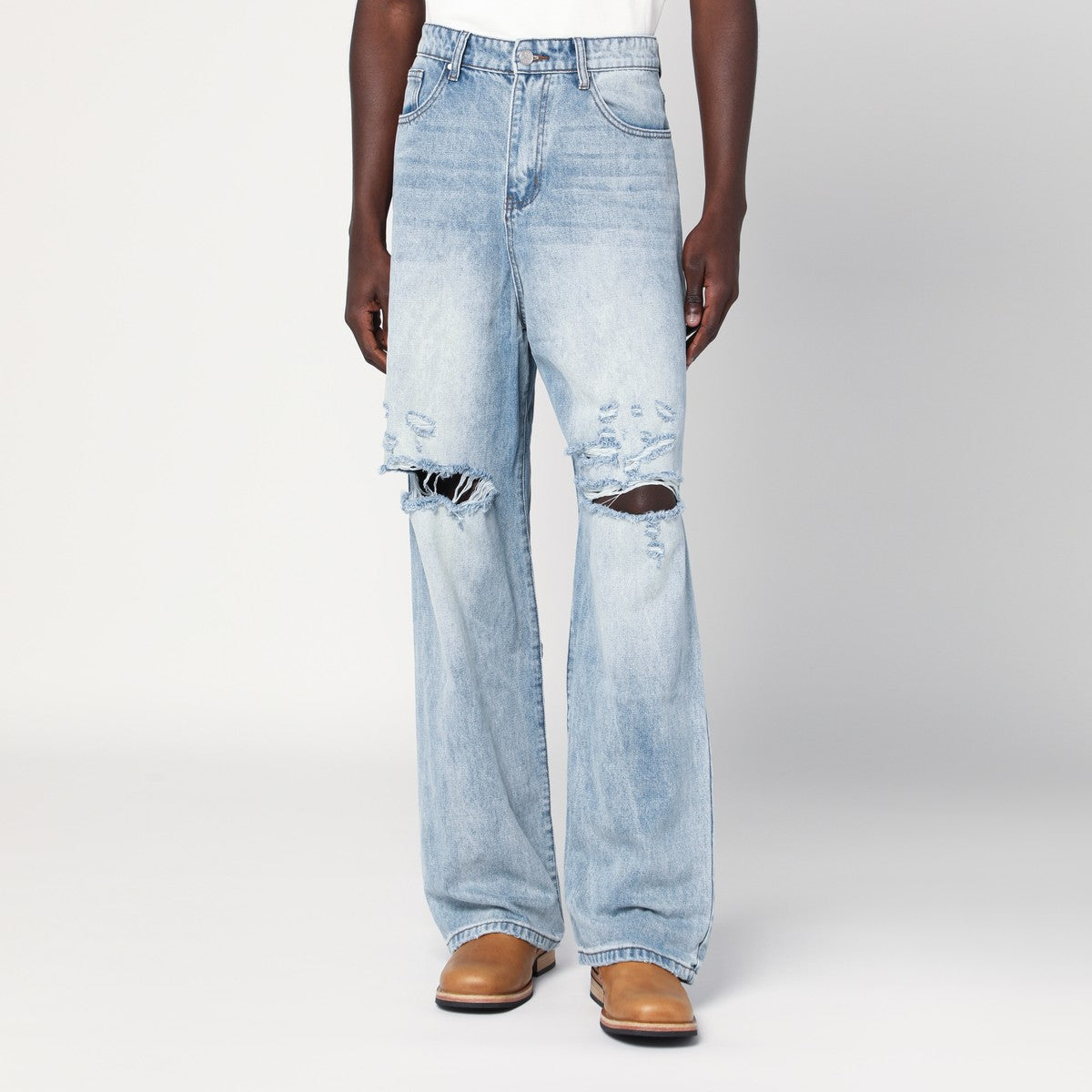 Basketcase Gallery Light blue washed jeans with rips Basketcase Gallery 