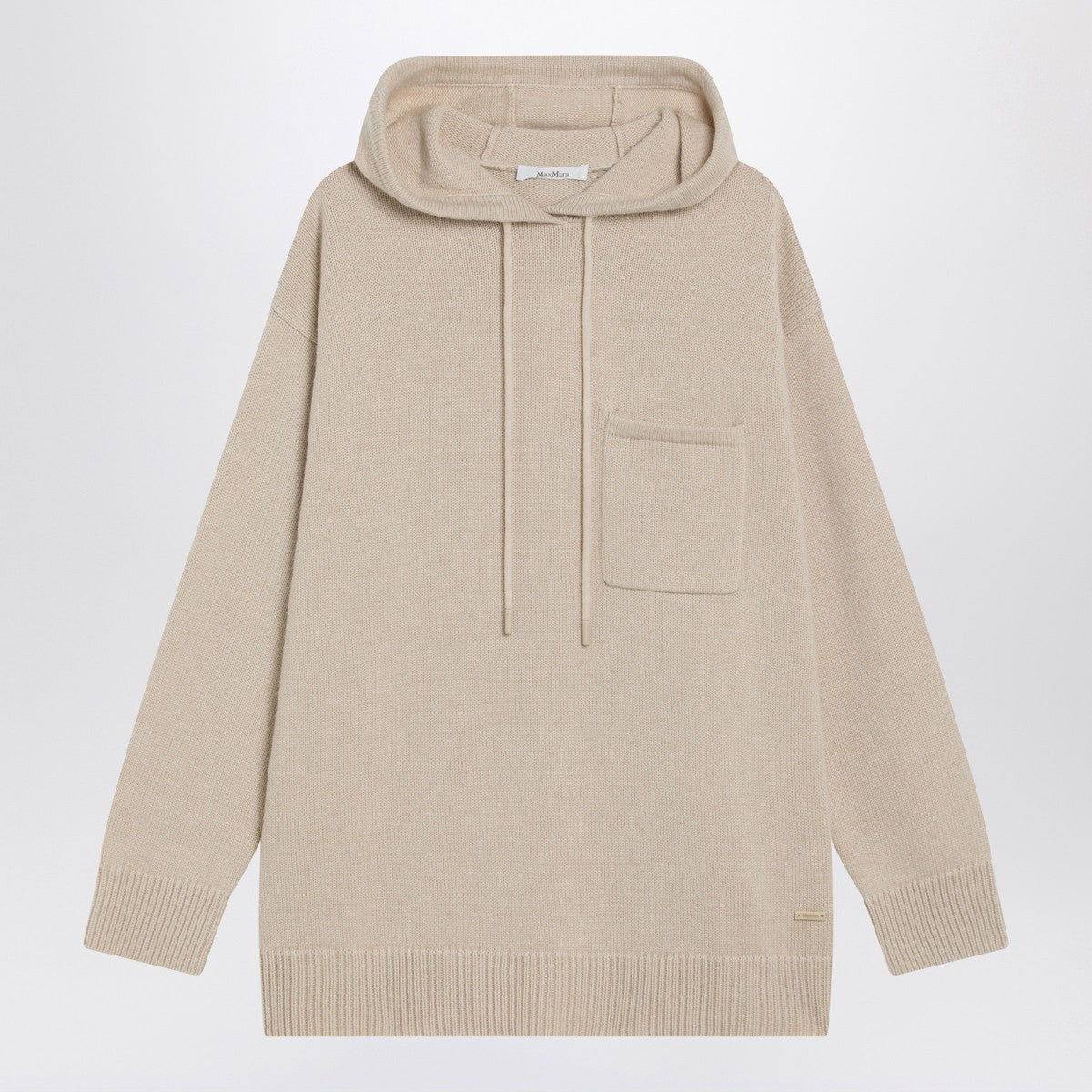 Max Mara Beige wool and cashmere knit hoodie Max Mara 
