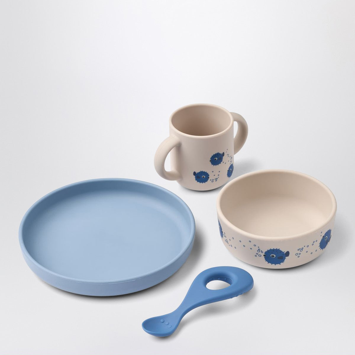 Liewood Vivi tableware set in light blue/sand Pufferfish Liewood 