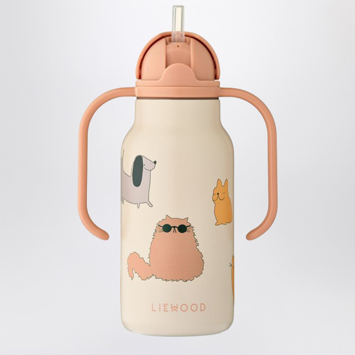Liewood Pink/sand stainless steel thermal bottle Cats and Dogs Liewood 