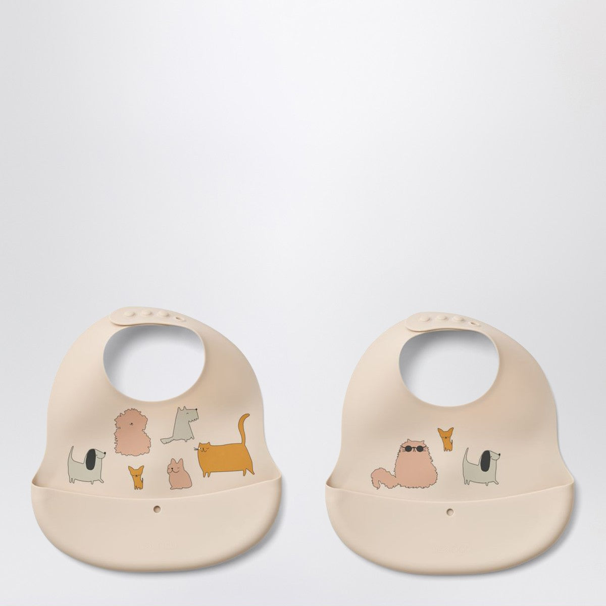 Liewood Set of two Ember bibs in pink/sand Cats and Dogs Liewood 