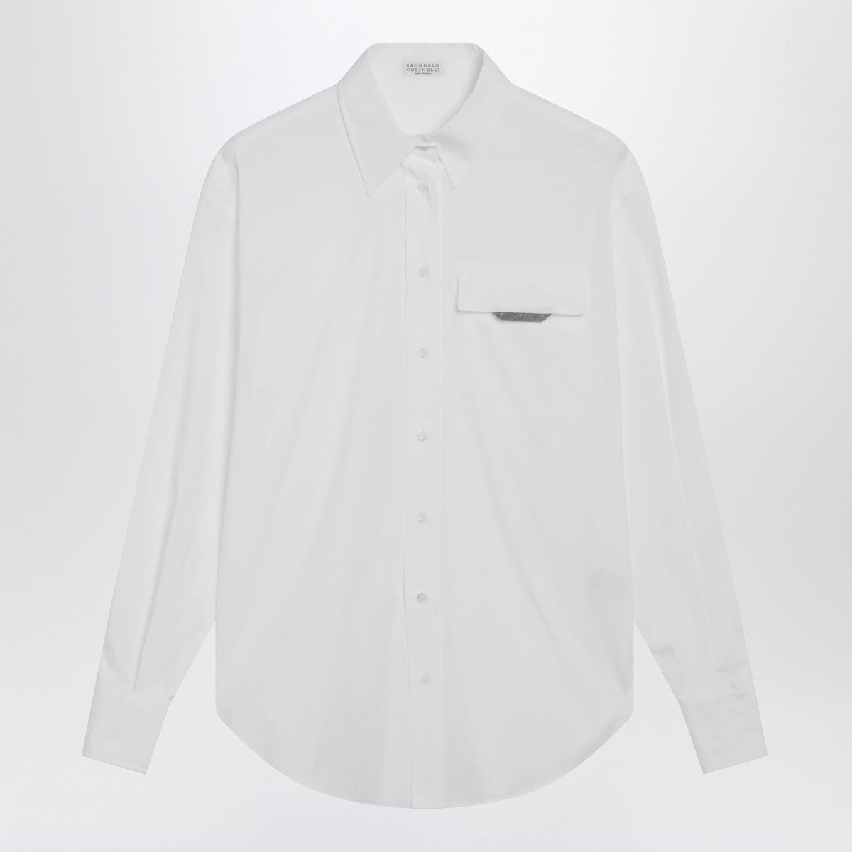 Brunello Cucinelli White shirt with Shiny Flap Detail Brunello Cucinelli 