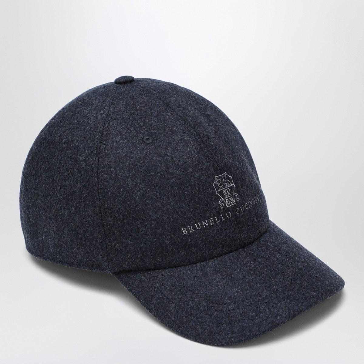 Brunello Cucinelli Grey-blue wool baseball cap Brunello Cucinelli 