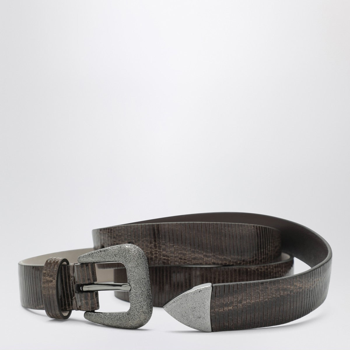 Brunello Cucinelli Olive-green leather belt Brunello Cucinelli 