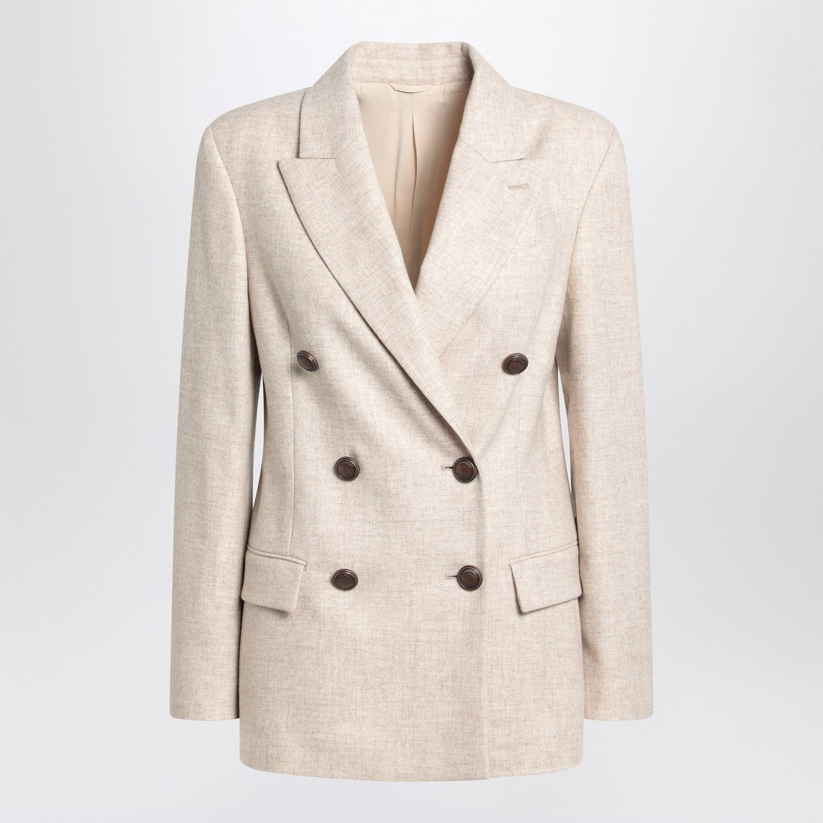 Brunello Cucinelli Beige double-breasted jacket in wool and cashmere Brunello Cucinelli 