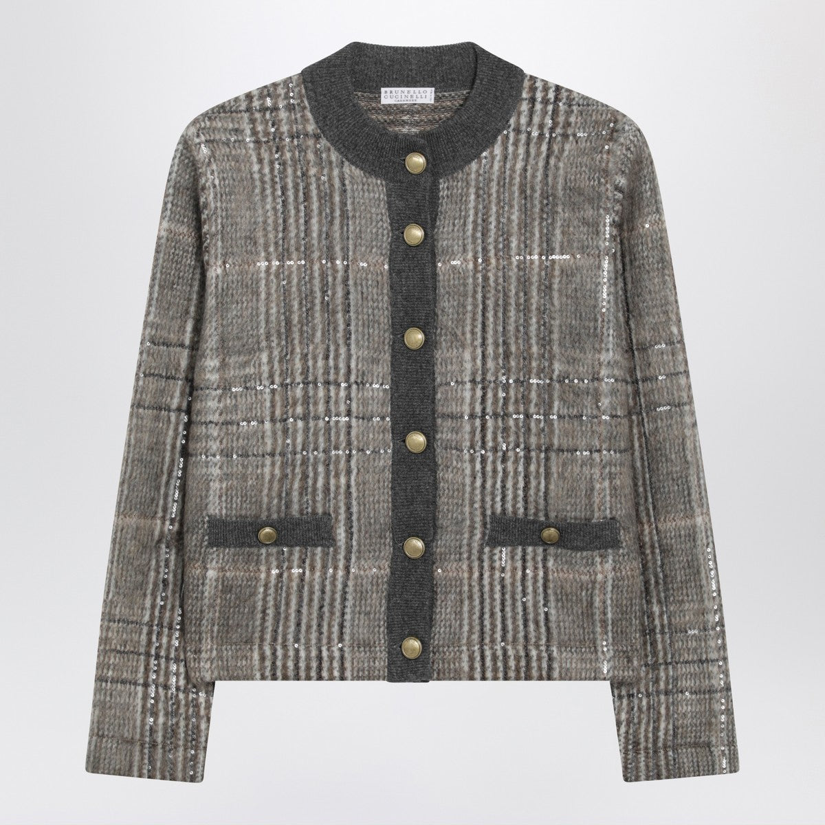 Brunello Cucinelli Jacquard cardigan with Dazzling Check Embroidery Brunello Cucinelli 