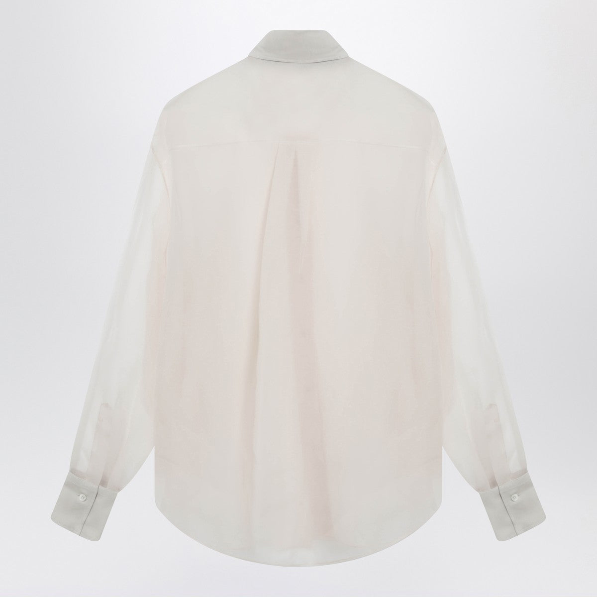 Brunello Cucinelli Beige Crispy silk shirt with monile detail Brunello Cucinelli 