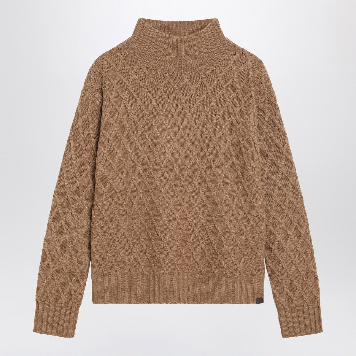 Max Mara Camel cable knit turtleneck jumper Max Mara 