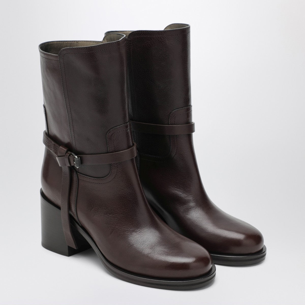 Brunello Cucinelli Brown leather ankle boots with heel Brunello Cucinelli 