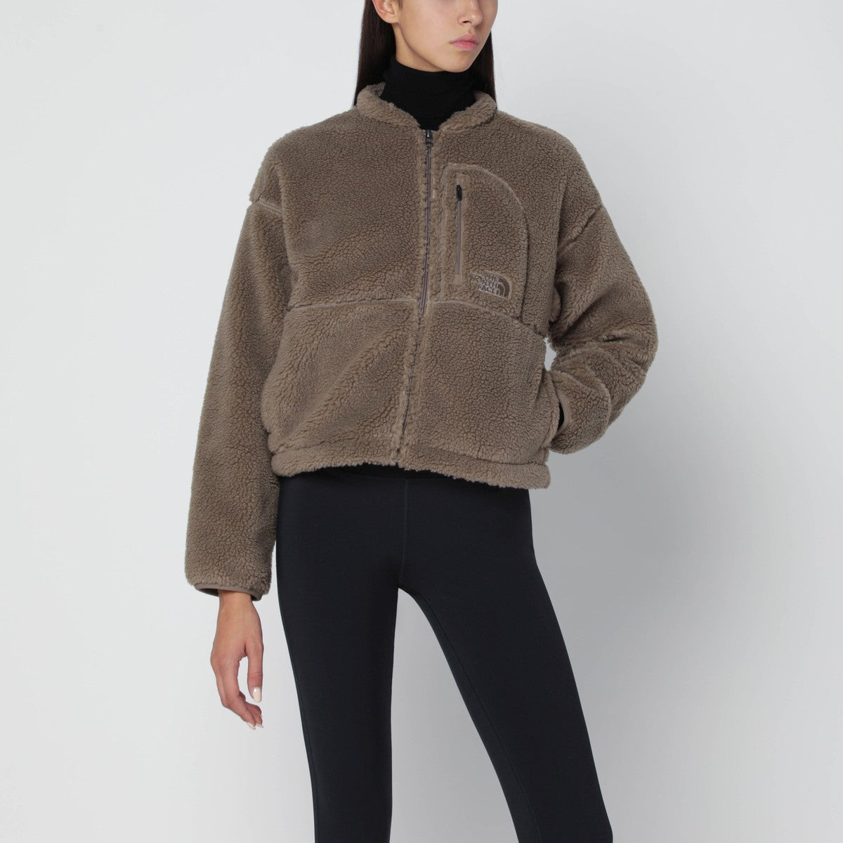 The North Face Brown cropped fleece with zip The North Face 