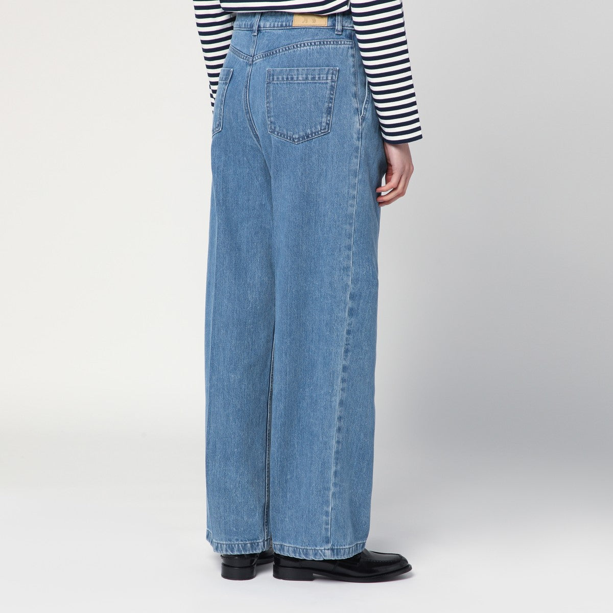 Maison Kitsuné Wide pleated blue jeans Maison Kitsuné 