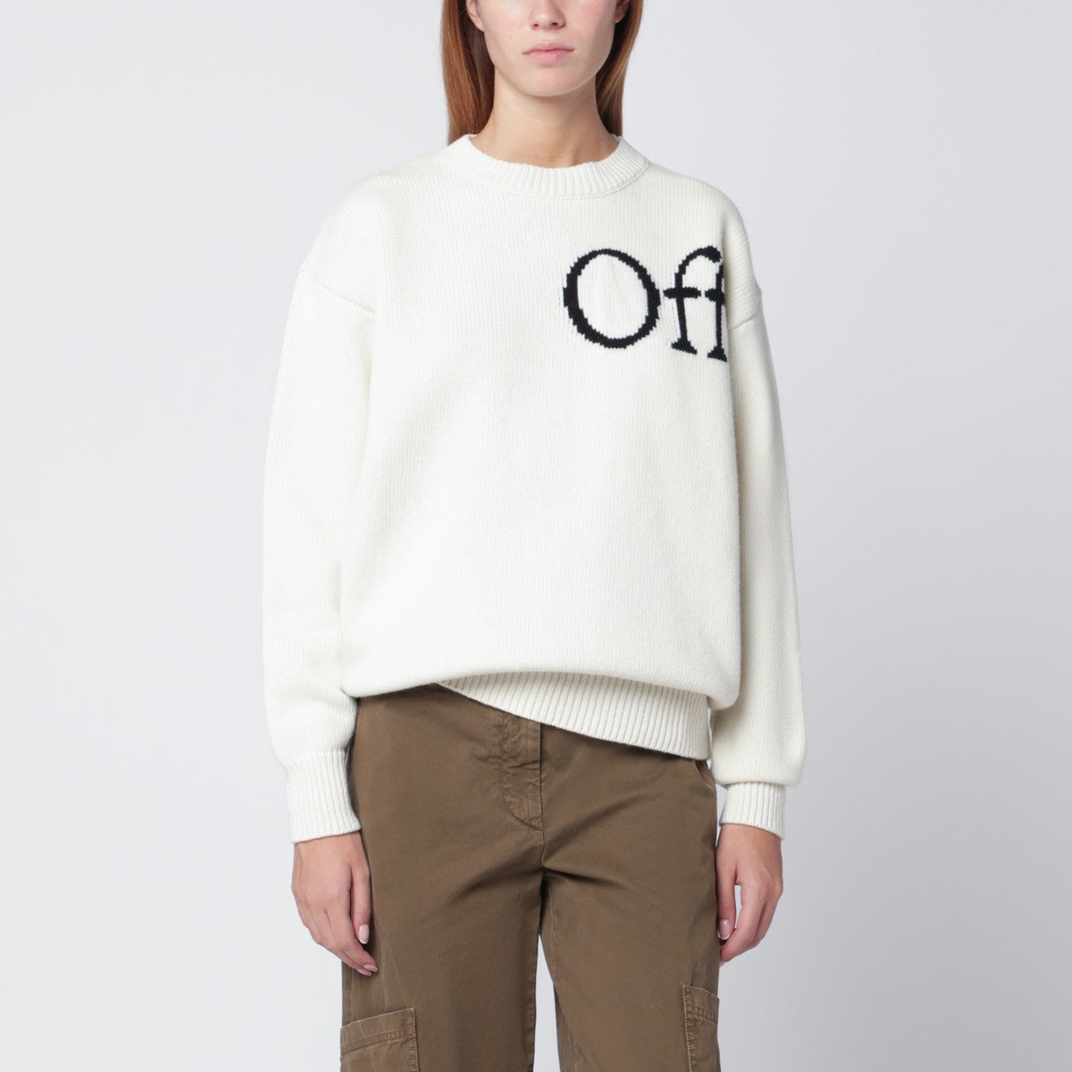 Off White Off-White™ White sweater with logo intarsia Off White 