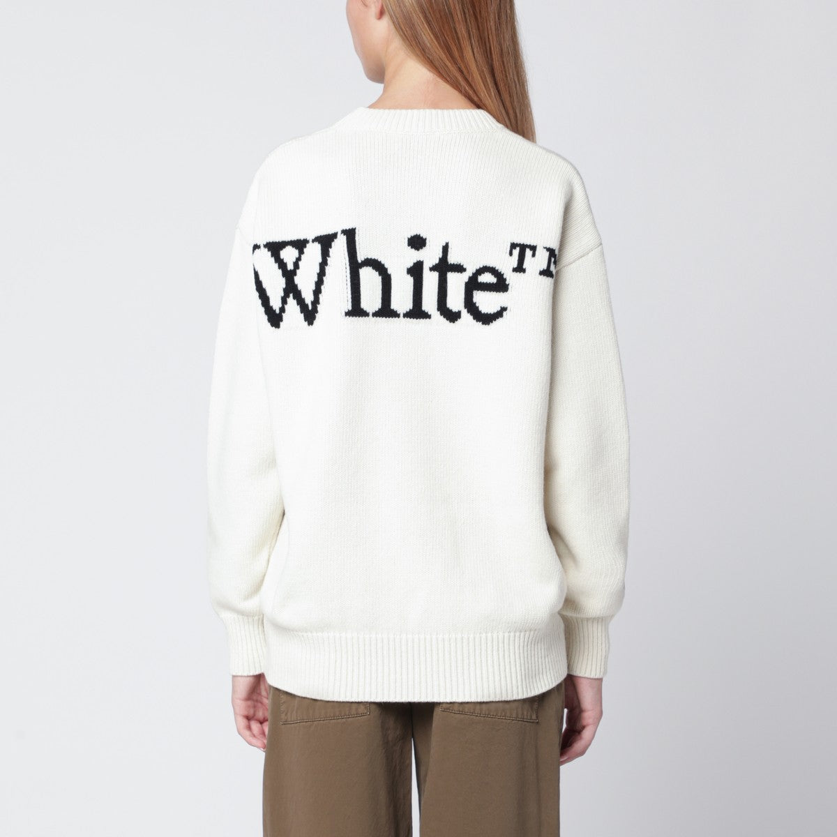 Off White Off-White™ White sweater with logo intarsia Off White 