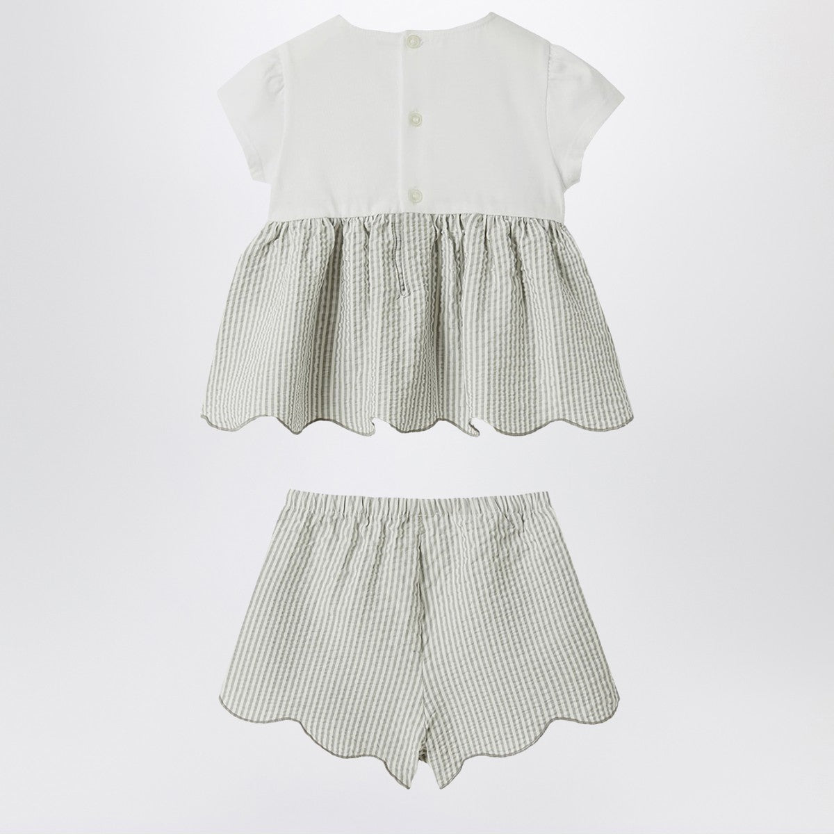 Il Gufo Granite-coloured outfit in jersey and seersucker Il Gufo 