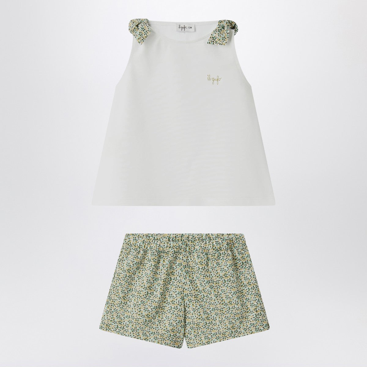 Il Gufo Two-piece white set in Liberty fabric Il Gufo 