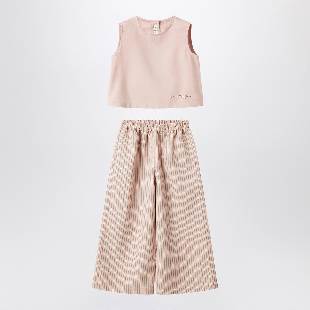 Il Gufo Blush pink striped outfit Il Gufo 