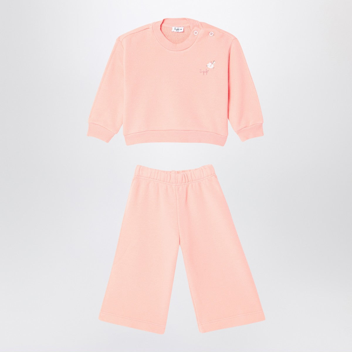 Il Gufo Apricot-coloured set in cotton fleece Il Gufo 