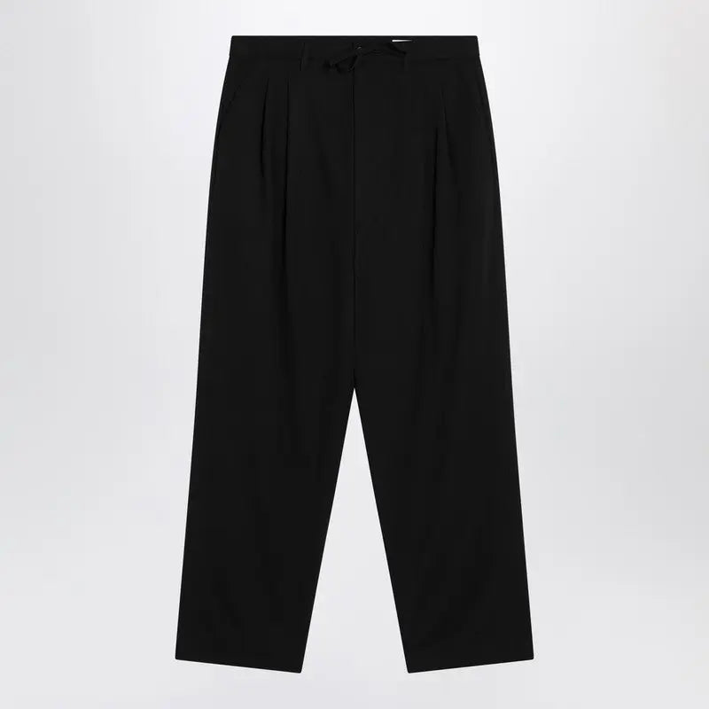 LEMAIRE Black drawstring pants in wool blend Lemaire