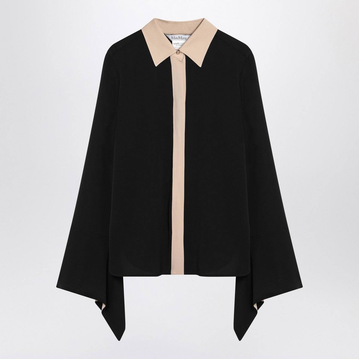 Max Mara Black silk colour-block shirt Max Mara 