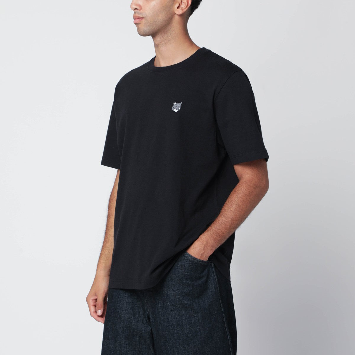 Maison Kitsuné Black comfort T-shirt with logo patch Maison Kitsuné 