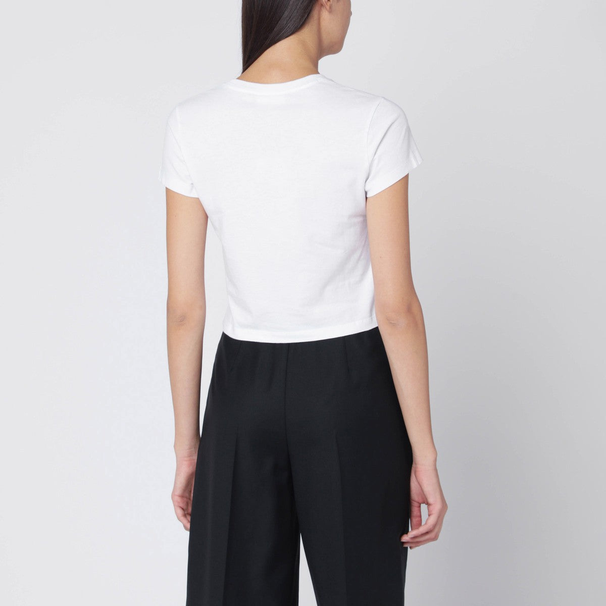 Maison Kitsuné White cropped T-shirt with logo patch Maison Kitsuné 