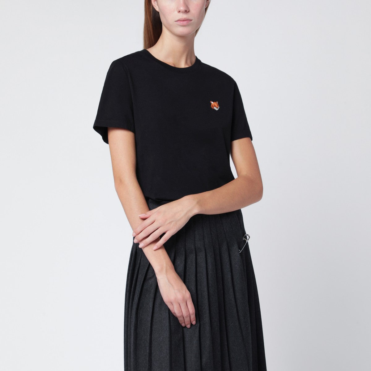Maison Kitsuné Black T-shirt with logo patch Maison Kitsuné 