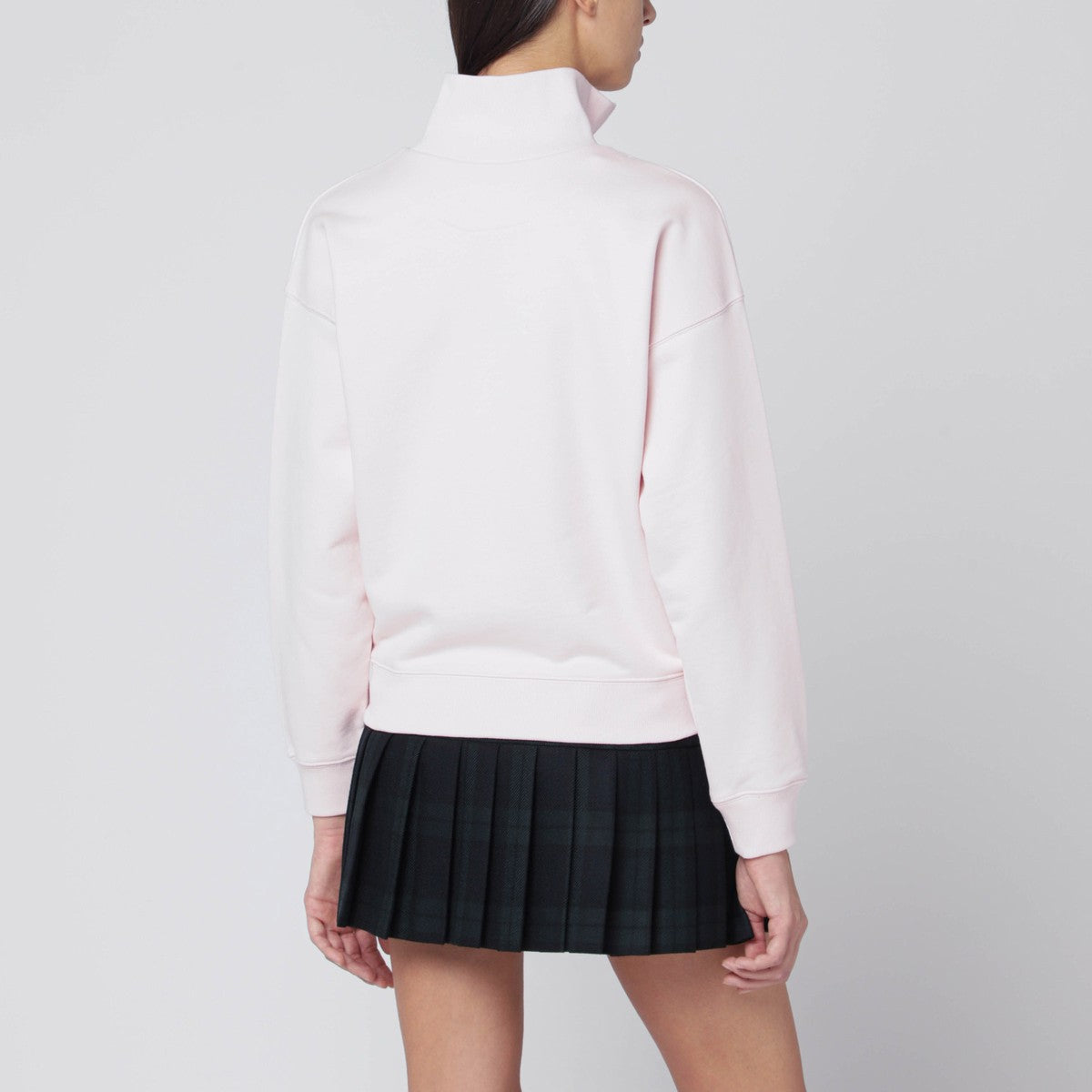 Maison Kitsuné Light pink half-zip sweatshirt with logo patch Maison Kitsuné 