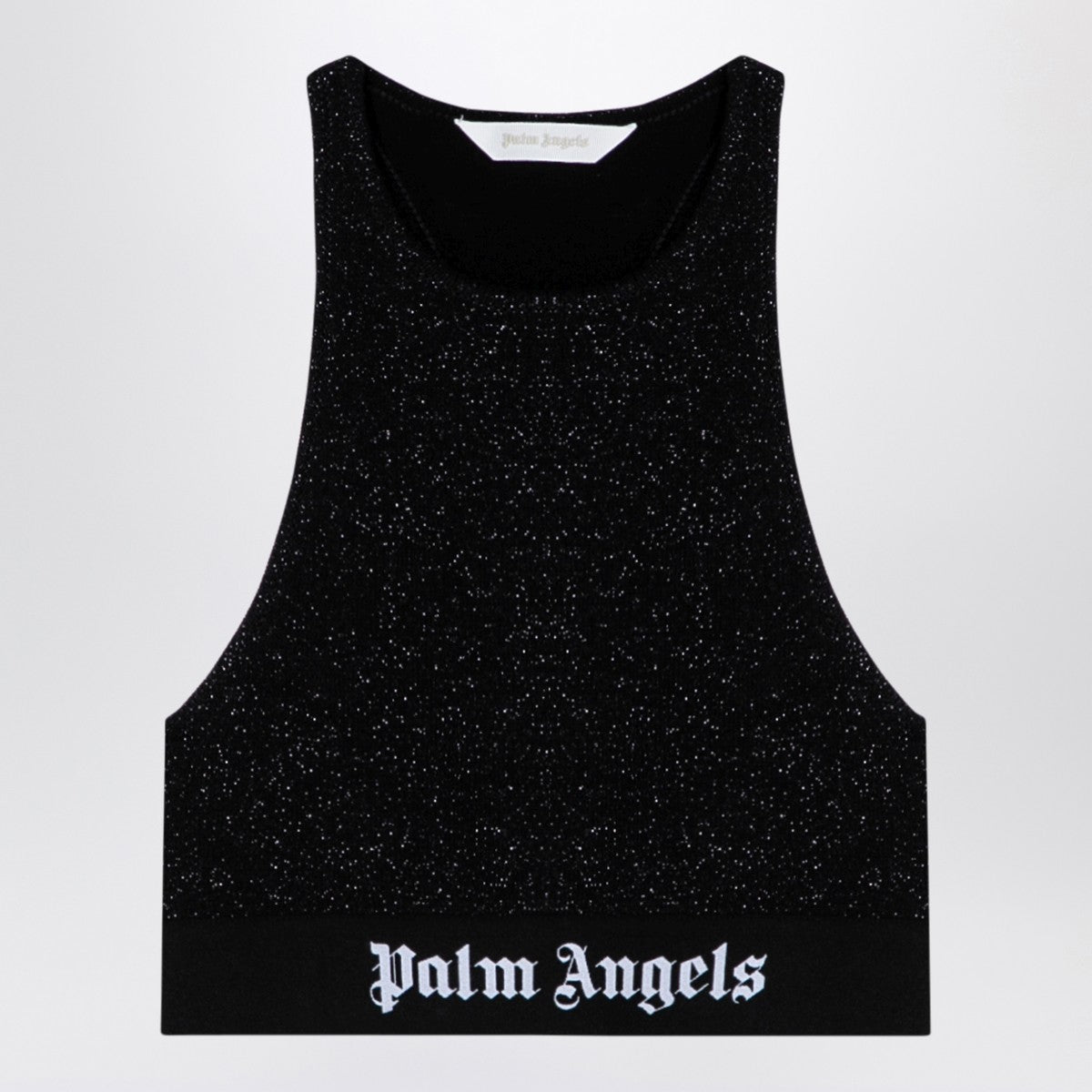 Palm Angels Black lurex top in viscose blend Palm Angels 