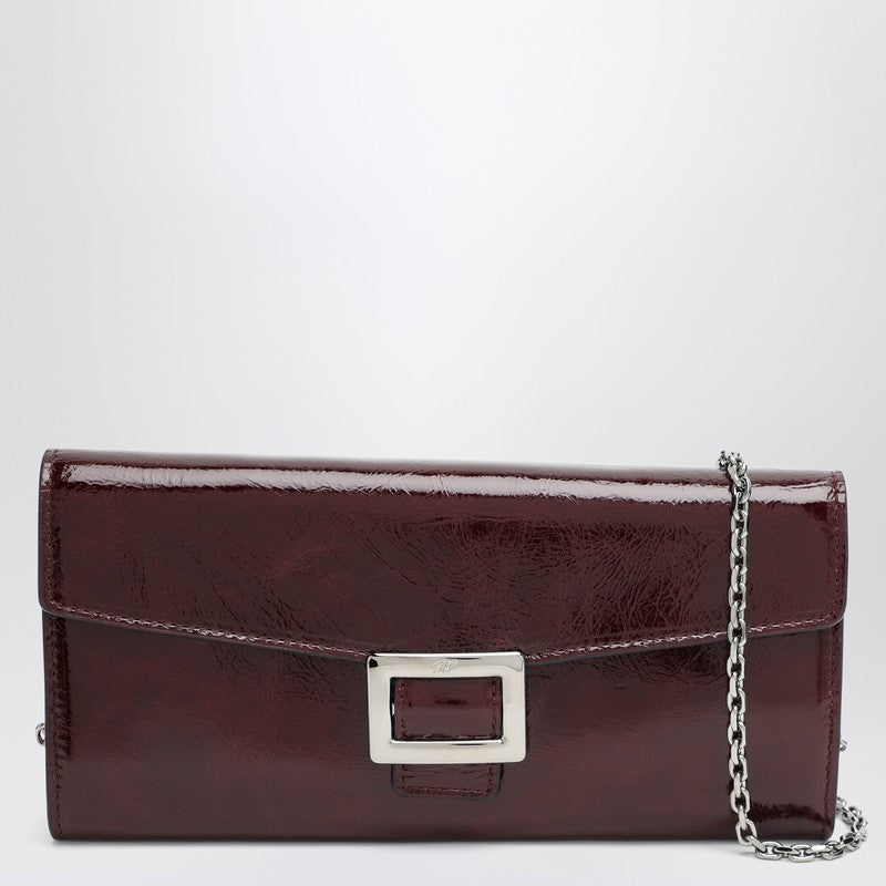 ROGER VIVIER Belle Vivier dark violet patent leather wallet with chain