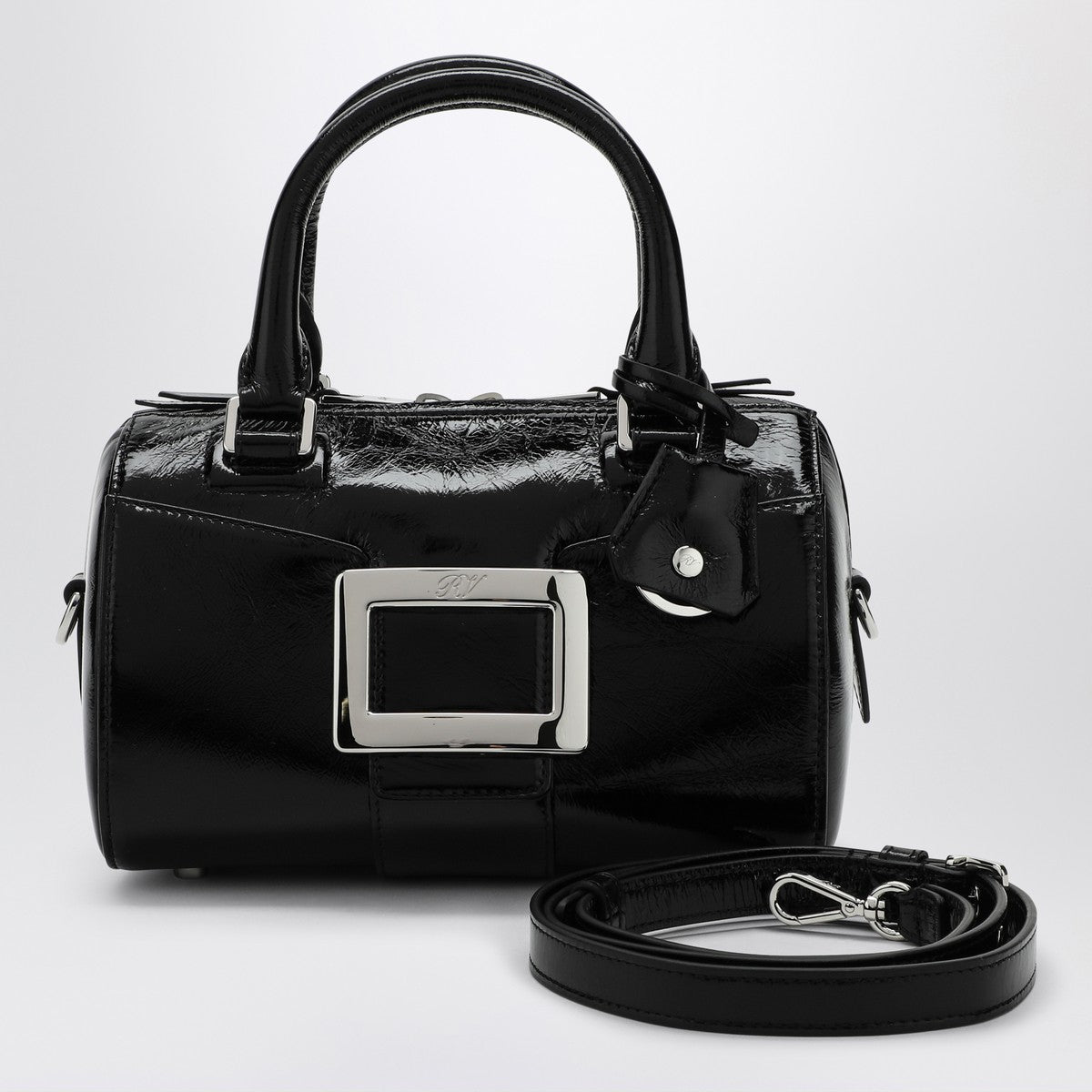 ROGER VIVIER Belle Vivier Mini Bowling Bag in black patent leather Roger Vivier 