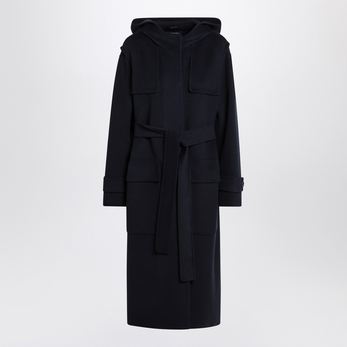 S Max Mara Blue coat with matching double belt S Max Mara 