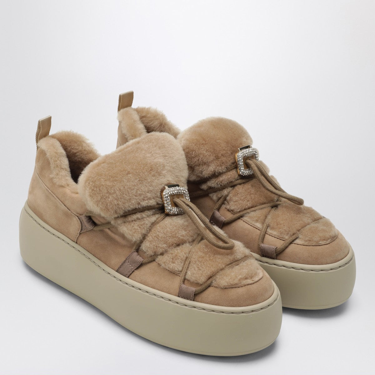 ROGER VIVIER Brown Viv'' Up suede sneaker Roger Vivier 