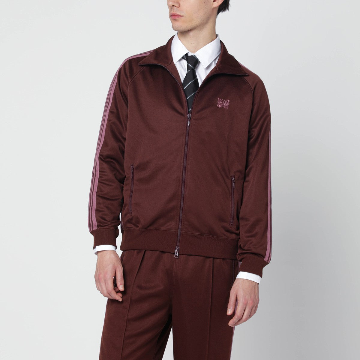 Needles Brown/antique-rose zip track jacket Needles 