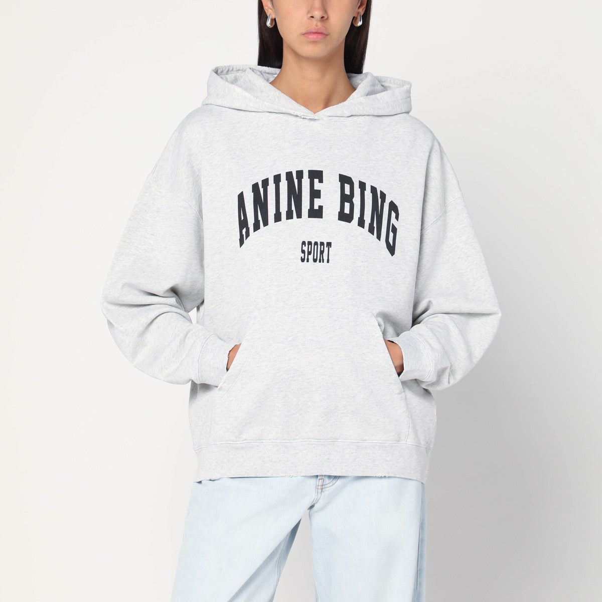 ANINE BING Light grey hooded sweatshirt ANINE BING 